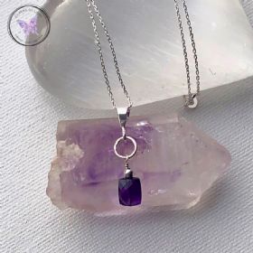 Faceted Amethyst Silver Necklace